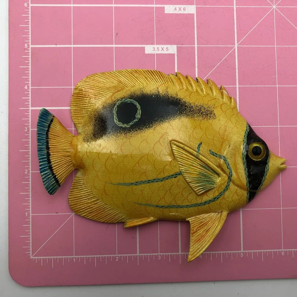 Vintage Don Edmond Studio Artist Mirror Butterflyfish Wall Hanging Sculpture 6